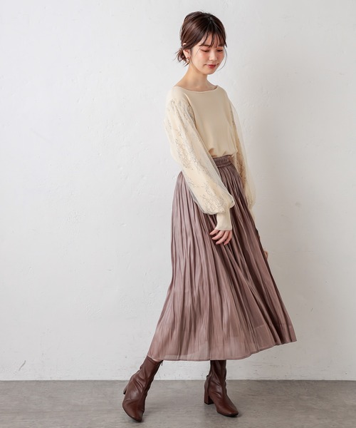 natural couture（ナチュラルクチュール）の「シャイニーサテンキラリギャザースカート（スカート・レディース・モカ/ベージュ/ミント/ブルー/ラベンダー・FREE）」の15枚目の写真