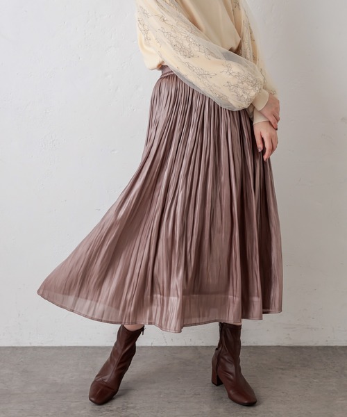 natural couture（ナチュラルクチュール）の「シャイニーサテンキラリギャザースカート（スカート・レディース・モカ/ベージュ/ミント/ブルー/ラベンダー・FREE）」の12枚目の写真