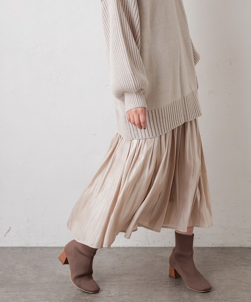 natural couture（ナチュラルクチュール）の「シャイニーサテンキラリギャザースカート（スカート・レディース・モカ/ベージュ/ミント/ブルー/ラベンダー・FREE）」の9枚目の写真