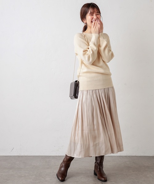 natural couture（ナチュラルクチュール）の「シャイニーサテンキラリギャザースカート（スカート・レディース・モカ/ベージュ/ミント/ブルー/ラベンダー・FREE）」の13枚目の写真