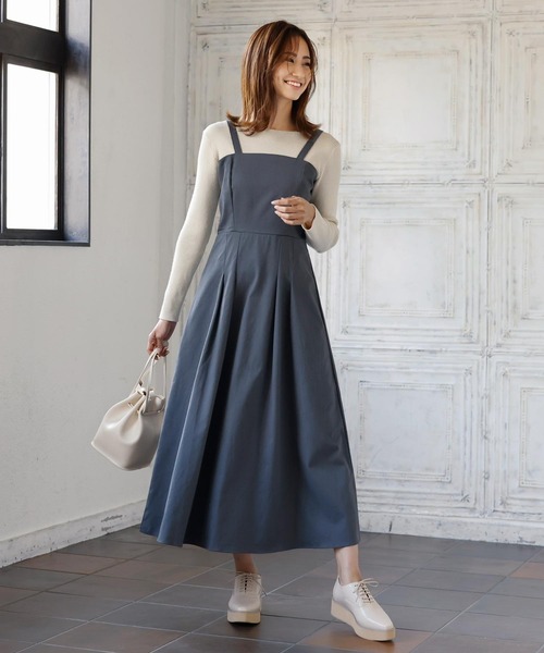 KOBE LETTUCE（コウベレタス）の「バックリボンジャンスカワンピース（ジャンパースカート・レディース・ベージュ/チャコール/ピンク系その他・FREE）」の6枚目の写真