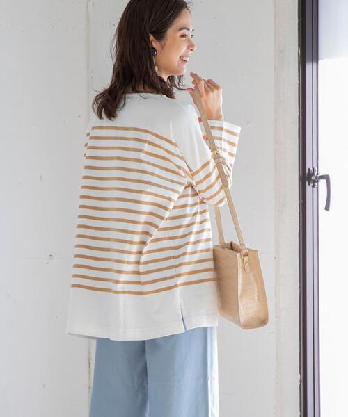 coen(コーエン)の「チュニック丈パネルボーダーTシャツ(Tシャツ/カットソー・レディース・ベージュ/レッド/ブラック/コバルトブルー・FREE)」の18枚目の写真