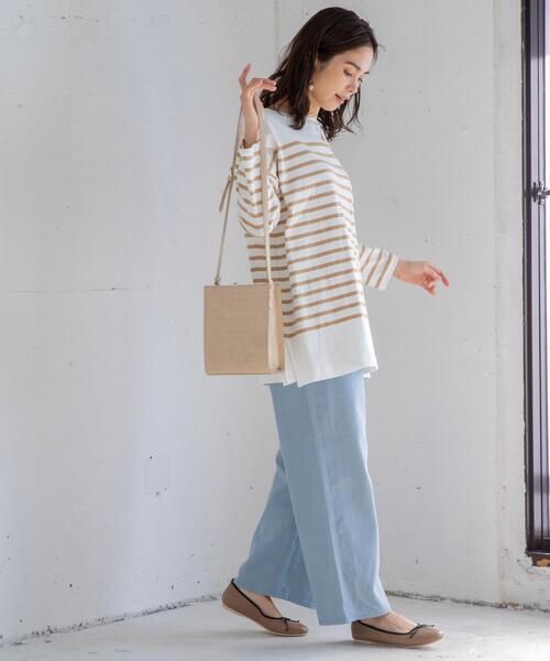 coen(コーエン)の「チュニック丈パネルボーダーTシャツ(Tシャツ/カットソー・レディース・ベージュ/レッド/ブラック/コバルトブルー・FREE)」の20枚目の写真