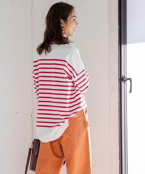 coen(コーエン)の「チュニック丈パネルボーダーTシャツ(Tシャツ/カットソー・レディース・ベージュ/レッド/ブラック/コバルトブルー・FREE)」の13枚目の写真