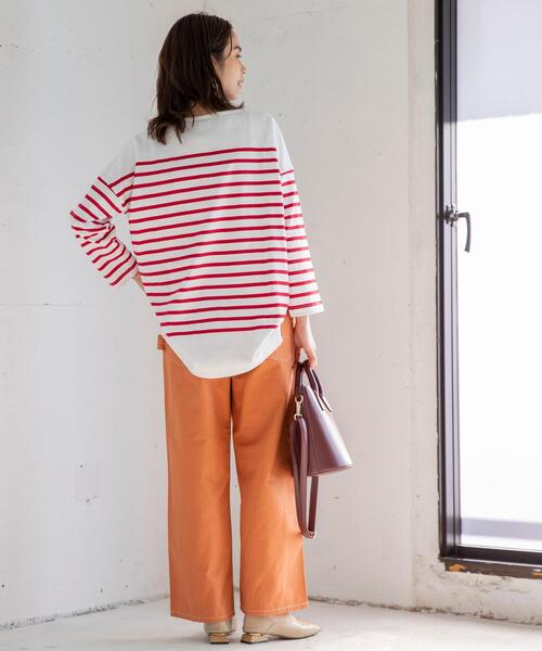 coen(コーエン)の「チュニック丈パネルボーダーTシャツ(Tシャツ/カットソー・レディース・ベージュ/レッド/ブラック/コバルトブルー・FREE)」の15枚目の写真