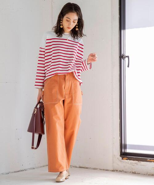 coen(コーエン)の「チュニック丈パネルボーダーTシャツ(Tシャツ/カットソー・レディース・ベージュ/レッド/ブラック/コバルトブルー・FREE)」の16枚目の写真