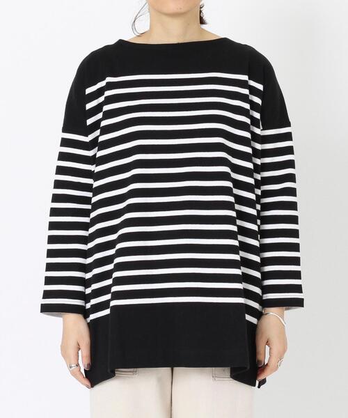 coen(コーエン)の「チュニック丈パネルボーダーTシャツ(Tシャツ/カットソー・レディース・ベージュ/レッド/ブラック/コバルトブルー・FREE)」の10枚目の写真