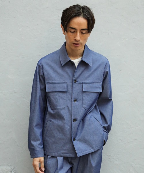 UNION STATION（ユニオンステーション）の「【セットアップ対応】トロピカルマテリアル CPOシャツ（ブルゾン・メンズ・ライトブルー/グリーン/グレー系その他/キナリ/ブラック・L/M/S）」の8枚目の写真