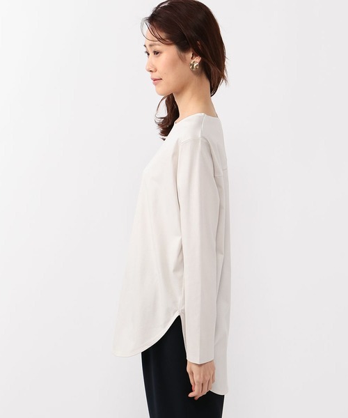 A/C DESIGN BY ALPHA CUBIC(エーシーデザインバイアルファキュービック)の「レイヤード風チュニックカットソー(Tシャツ/カットソー・レディース・ブラック/オフホワイト/ライトグレー・M/L/LL)」の5枚目の写真