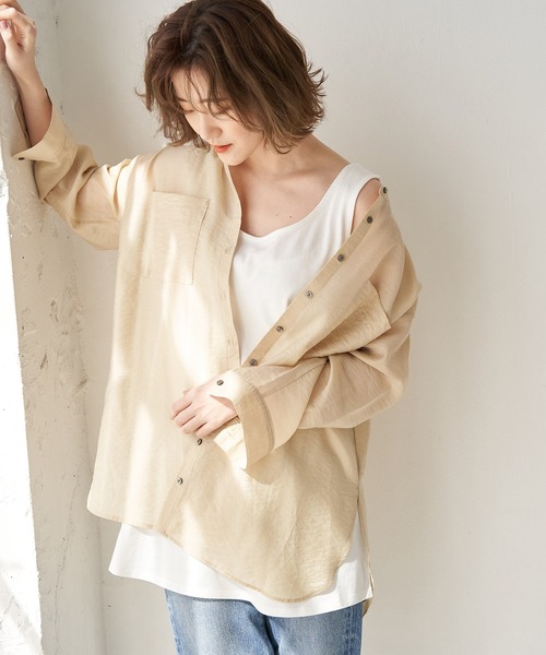 ROPE' PICNIC(ロペピクニック)の「【ORGABITS】ベーシックラウンドタンクトップ(タンクトップ・レディース・ベージュ/チャコールグレー/サックスブルー/オフホワイト・38)」の2枚目の写真