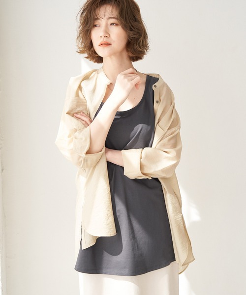 ROPE' PICNIC(ロペピクニック)の「【ORGABITS】ベーシックラウンドタンクトップ(タンクトップ・レディース・ベージュ/チャコールグレー/サックスブルー/オフホワイト・38)」の1枚目の写真