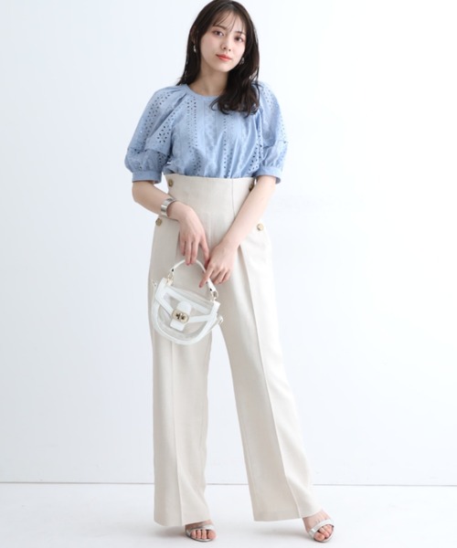 Mystrada - マイストラーダ Vネック刺繍ボリュームブラウス 美品 Mystrada - マイストラーダ Vネック刺繍ボリュームブラウス 美品