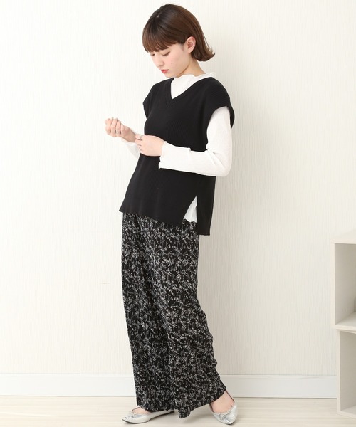 libelle more（リベル モア）の「BACKリボンニットベスト+楊柳インナーPO セット（Tシャツ/カットソー・レディース・ブラック/モカ/ピンク/ライトベージュ・L/M）」の16枚目の写真