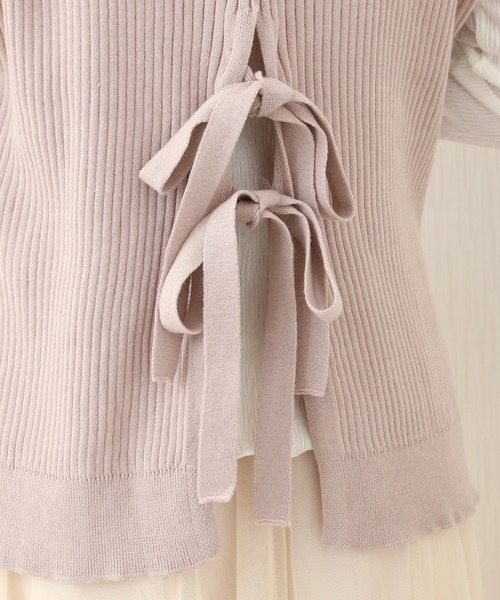 libelle more（リベル モア）の「BACKリボンニットベスト+楊柳インナーPO セット（Tシャツ/カットソー・レディース・ブラック/モカ/ピンク/ライトベージュ・L/M）」の12枚目の写真