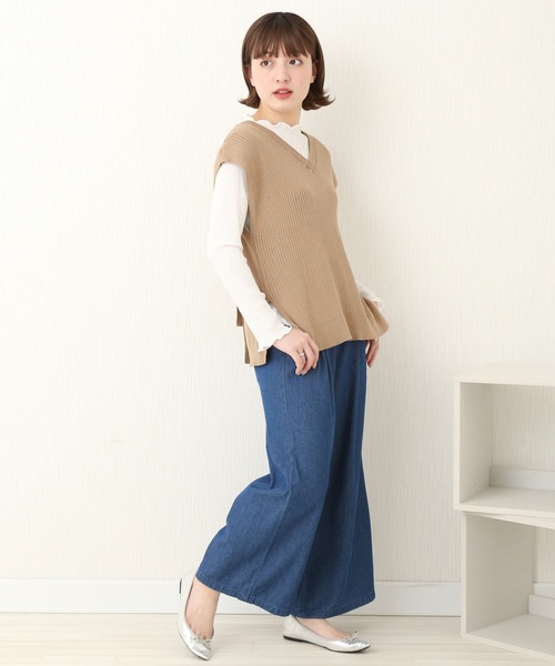 libelle more（リベル モア）の「BACKリボンニットベスト+楊柳インナーPO セット（Tシャツ/カットソー・レディース・ブラック/モカ/ピンク/ライトベージュ・L/M）」の19枚目の写真