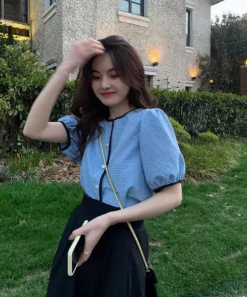 セール ギンガムチェックパイピングブラウス カーディガン ボレロ Jewelobe ジュエローブ のファッション通販 Zozotown