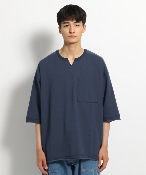 niko and...（ニコアンド）の「プレーティング2WAYＴシャツ（Tシャツ/カットソー・メンズ・ネイビー/オフホワイト/イエロー・LARGE/MEDIUM）」の4枚目の写真