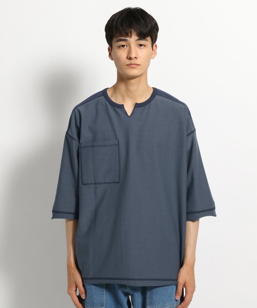 niko and...（ニコアンド）の「プレーティング2WAYＴシャツ（Tシャツ/カットソー・メンズ・ネイビー/オフホワイト/イエロー・LARGE/MEDIUM）」の8枚目の写真