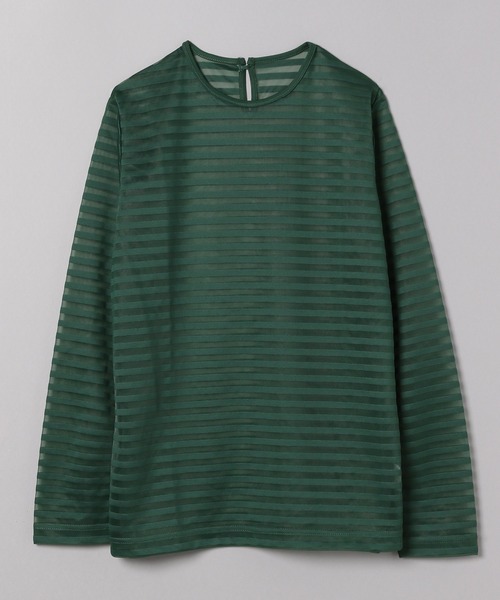 JEANASIS（ジーナシス）の「シアーボーダーLST/958375（Tシャツ/カットソー・レディース・ブラック/グリーン・FREE）」の2枚目の写真