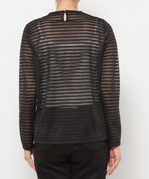 JEANASIS（ジーナシス）の「シアーボーダーLST/958375（Tシャツ/カットソー・レディース・ブラック/グリーン・FREE）」の10枚目の写真