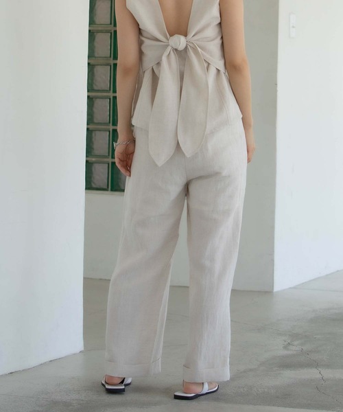 ANT（アント）の「LINEN PAPER BACK CROPPED PANTS / リネンペーパーバッククロップドパンツ【ANT】（その他パンツ・レディース・ブラック/カーキ/アイボリー・FREE）」の4枚目の写真