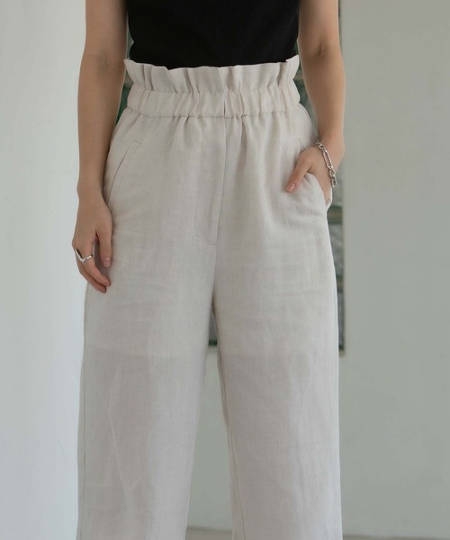 ANT（アント）の「LINEN PAPER BACK CROPPED PANTS / リネンペーパーバッククロップドパンツ【ANT】（その他パンツ・レディース・ブラック/カーキ/アイボリー・FREE）」の7枚目の写真