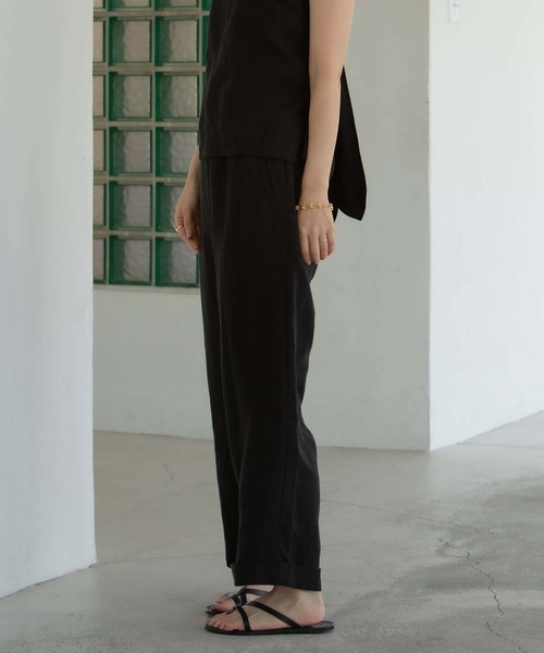 ANT（アント）の「LINEN PAPER BACK CROPPED PANTS / リネンペーパーバッククロップドパンツ【ANT】（その他パンツ・レディース・ブラック/カーキ/アイボリー・FREE）」の5枚目の写真