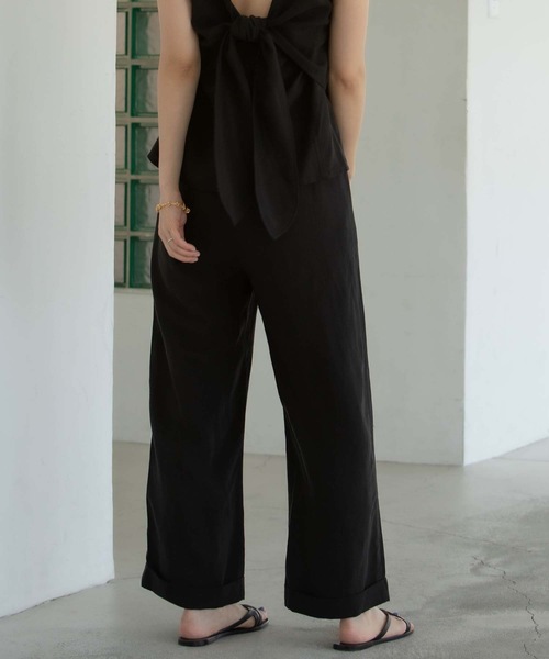 ANT（アント）の「LINEN PAPER BACK CROPPED PANTS / リネンペーパーバッククロップドパンツ【ANT】（その他パンツ・レディース・ブラック/カーキ/アイボリー・FREE）」の8枚目の写真
