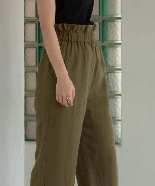 ANT（アント）の「LINEN PAPER BACK CROPPED PANTS / リネンペーパーバッククロップドパンツ【ANT】（その他パンツ・レディース・ブラック/カーキ/アイボリー・FREE）」の9枚目の写真