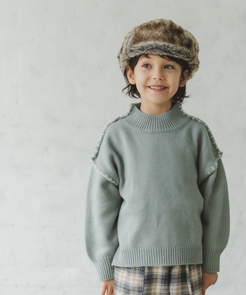 pairmanon（ペアマノン）の「【ママとおそろい】ハンドステッチ入りニット（ニット/セーター・キッズ・アイボリー/モカ/ブルー系その他3/ピンク・90/100/110/120/130/140/150）」の3枚目の写真