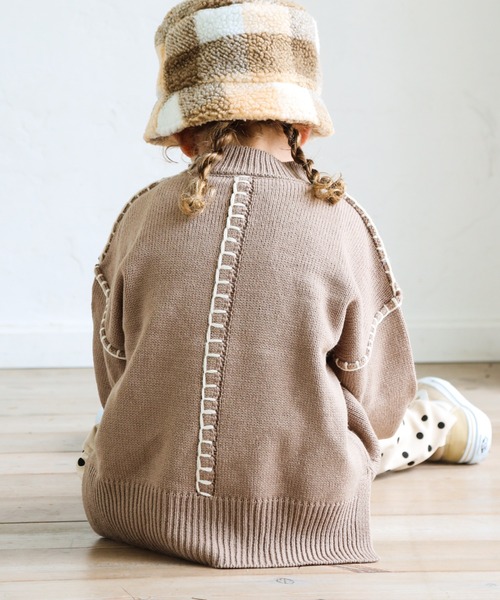 pairmanon（ペアマノン）の「【ママとおそろい】ハンドステッチ入りニット（ニット/セーター・キッズ・アイボリー/モカ/ブルー系その他3/ピンク・90/100/110/120/130/140/150）」の13枚目の写真