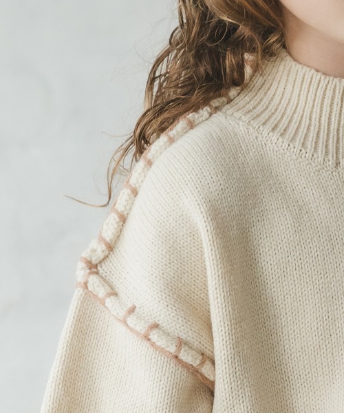 pairmanon（ペアマノン）の「【ママとおそろい】ハンドステッチ入りニット（ニット/セーター・キッズ・アイボリー/モカ/ブルー系その他3/ピンク・90/100/110/120/130/140/150）」の19枚目の写真