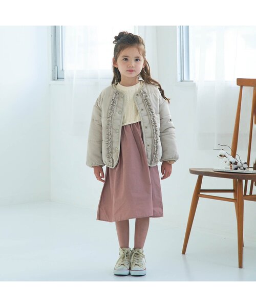 apres les cours（アプレレクール）の「WEB限定 膨れジャガードドッキングワンピース（ワンピース・キッズ・ブラウン/イエロー/アイボリー/サックスブルー・80/130/140/120/90/110/100）」の7枚目の写真