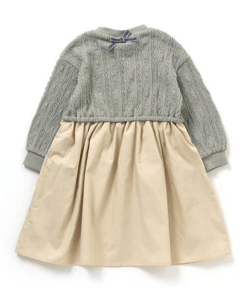 apres les cours（アプレレクール）の「WEB限定 膨れジャガードドッキングワンピース（ワンピース・キッズ・ブラウン/イエロー/アイボリー/サックスブルー・80/130/140/120/90/110/100）」の14枚目の写真