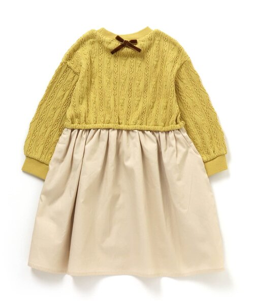 apres les cours（アプレレクール）の「WEB限定 膨れジャガードドッキングワンピース（ワンピース・キッズ・ブラウン/イエロー/アイボリー/サックスブルー・80/130/140/120/90/110/100）」の15枚目の写真