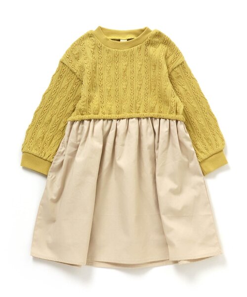 apres les cours（アプレレクール）の「WEB限定 膨れジャガードドッキングワンピース（ワンピース・キッズ・ブラウン/イエロー/アイボリー/サックスブルー・80/130/140/120/90/110/100）」の20枚目の写真