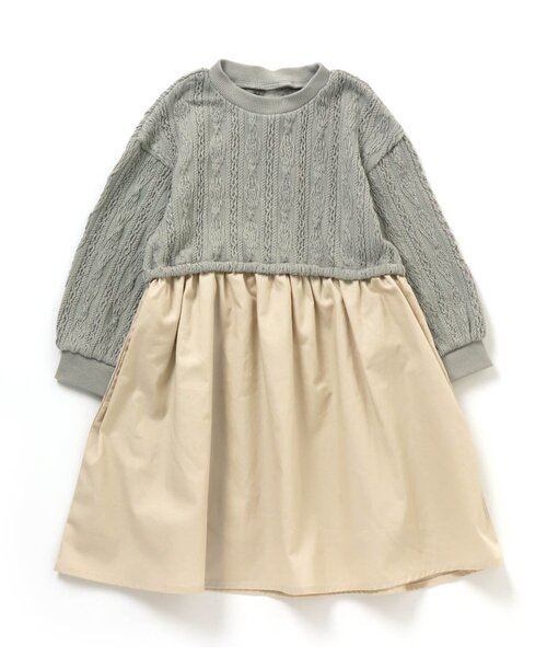 apres les cours（アプレレクール）の「WEB限定 膨れジャガードドッキングワンピース（ワンピース・キッズ・ブラウン/イエロー/アイボリー/サックスブルー・80/130/140/120/90/110/100）」の21枚目の写真