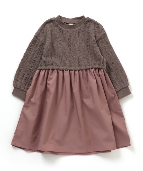 apres les cours（アプレレクール）の「WEB限定 膨れジャガードドッキングワンピース（ワンピース・キッズ・ブラウン/イエロー/アイボリー/サックスブルー・80/130/140/120/90/110/100）」の22枚目の写真