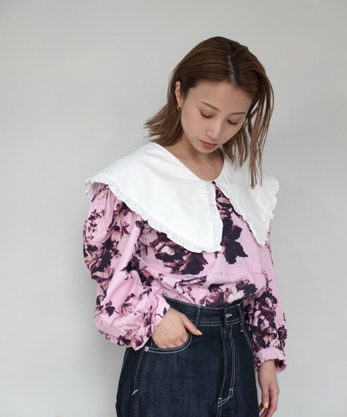 SANSeLF（サンセルフ）の「【SANSeLF】big collar classic flower tops sanw21a009（チュニック・レディース・ピンク・FREE）」の21枚目の写真