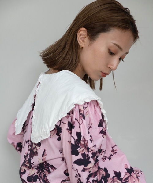 SANSeLF（サンセルフ）の「【SANSeLF】big collar classic flower tops sanw21a009（チュニック・レディース・ピンク・FREE）」の3枚目の写真