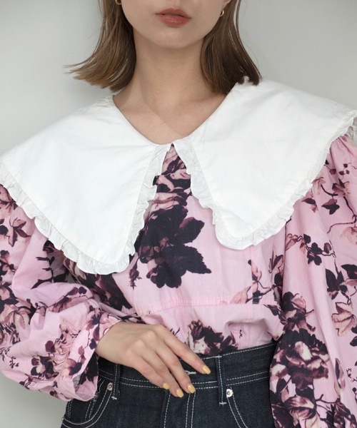 SANSeLF（サンセルフ）の「【SANSeLF】big collar classic flower tops sanw21a009（チュニック・レディース・ピンク・FREE）」の13枚目の写真