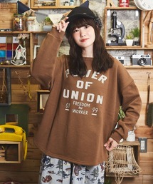CUBE SUGAR（キューブシュガー）の「スラブ裏起毛 プリント クルーネック（Tシャツ/カットソー）」