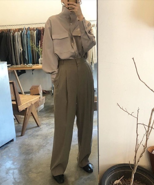 KOR（ケーオーアール）の「2way スタンドカラー ブラウス（シャツ/ブラウス・レディース・ホワイト/グレー・FREE）」の3枚目の写真