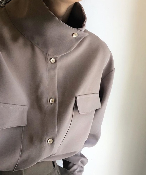 KOR（ケーオーアール）の「2way スタンドカラー ブラウス（シャツ/ブラウス・レディース・ホワイト/グレー・FREE）」の12枚目の写真