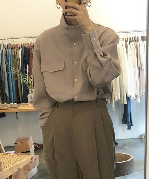 KOR（ケーオーアール）の「2way スタンドカラー ブラウス（シャツ/ブラウス・レディース・ホワイト/グレー・FREE）」の7枚目の写真