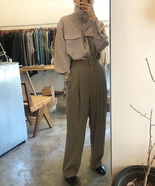 KOR（ケーオーアール）の「2way スタンドカラー ブラウス（シャツ/ブラウス・レディース・ホワイト/グレー・FREE）」の4枚目の写真