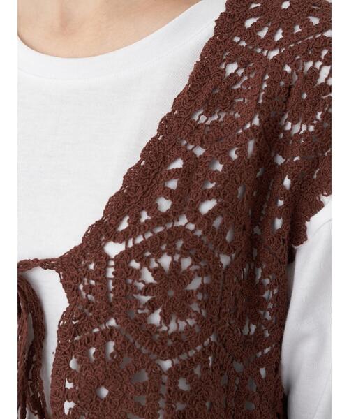 earth music&ecology（アースミュージックアンドエコロジー）の「クロシェニットベスト ＊（ベスト・レディース・ブラウン/ホワイト系その他2・FREE）」の14枚目の写真