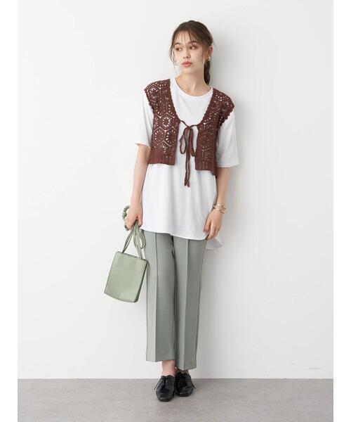 earth music&ecology（アースミュージックアンドエコロジー）の「クロシェニットベスト ＊（ベスト・レディース・ブラウン/ホワイト系その他2・FREE）」の17枚目の写真