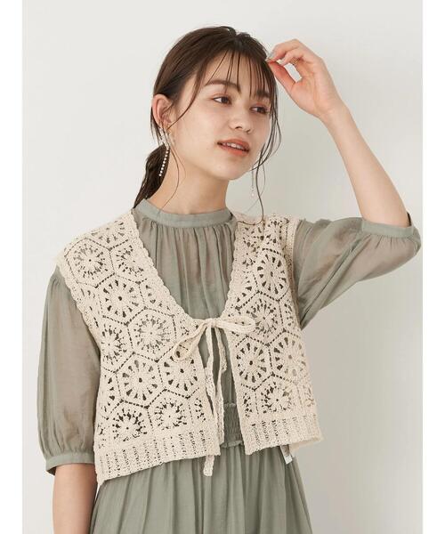 earth music&ecology（アースミュージックアンドエコロジー）の「クロシェニットベスト ＊（ベスト・レディース・ブラウン/ホワイト系その他2・FREE）」の20枚目の写真