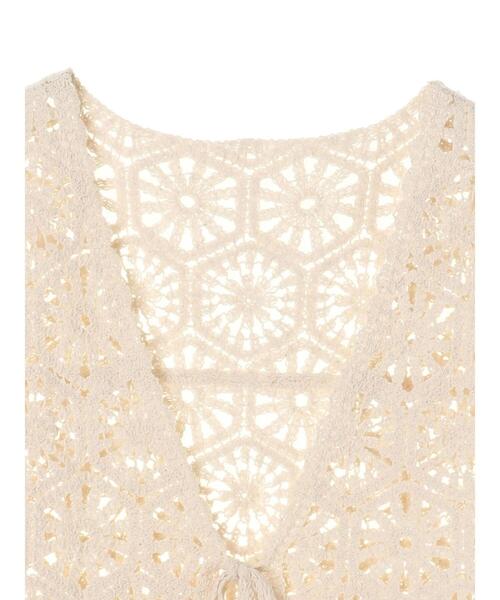 earth music&ecology（アースミュージックアンドエコロジー）の「クロシェニットベスト ＊（ベスト・レディース・ブラウン/ホワイト系その他2・FREE）」の9枚目の写真